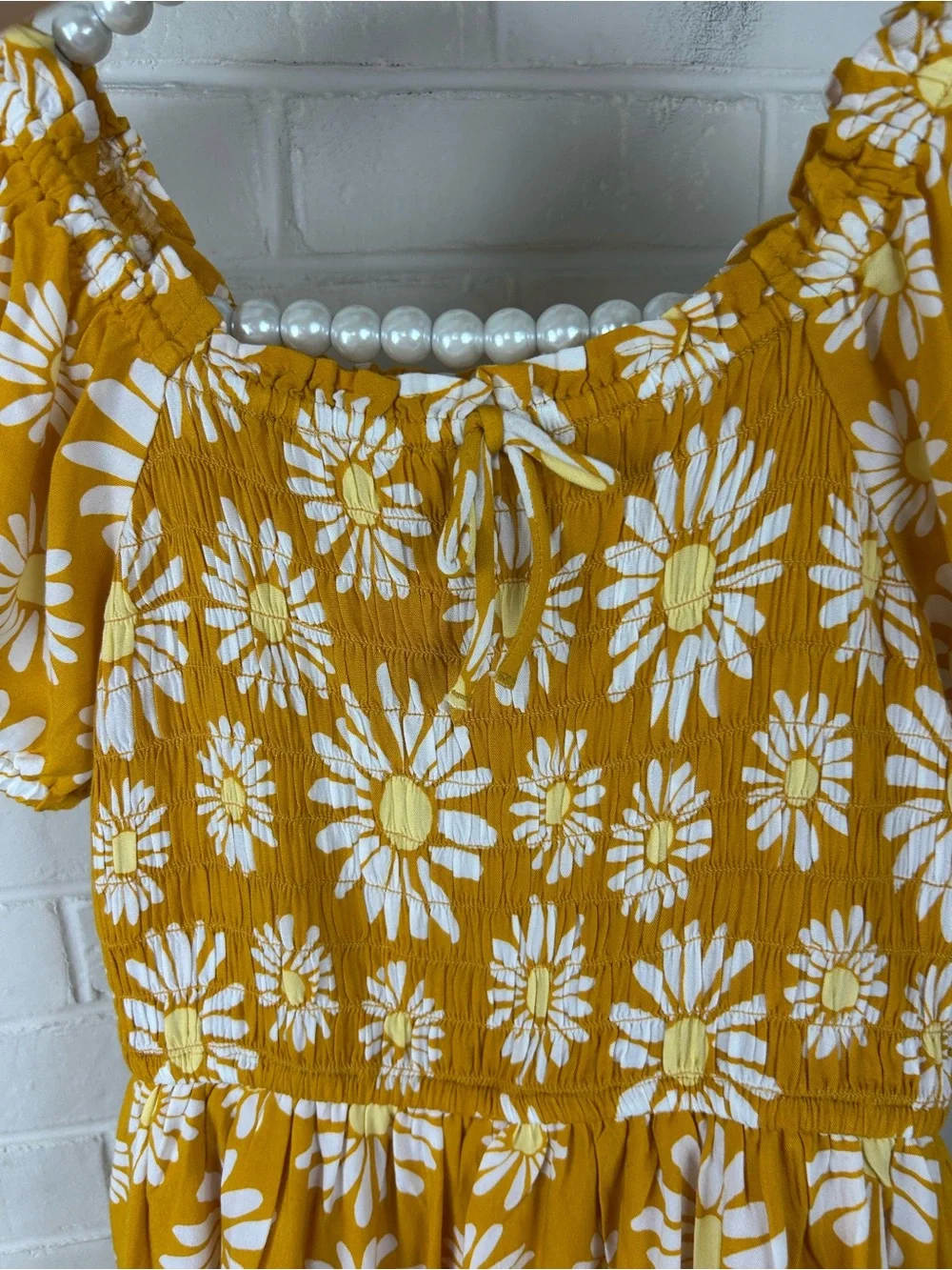 Girls Old Navy Floral Printed Puff Sleeve Smocked Dress w/Shorts Size L 10/12